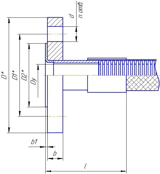Элемент_Металлорукав с арматурой «Фланец свободный на отортовке (втулке)» тип 03 ПО ГОСТ 33259-2015 (B401)