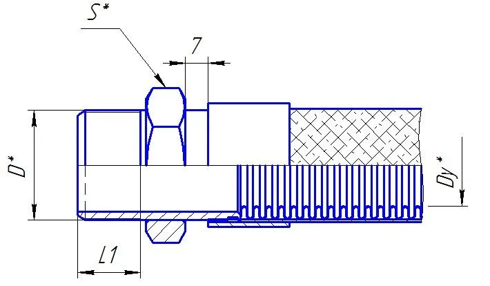 Элемент_Металлорукав "Штуцер с цилиндрической дюймовой резьбой" (Д201)